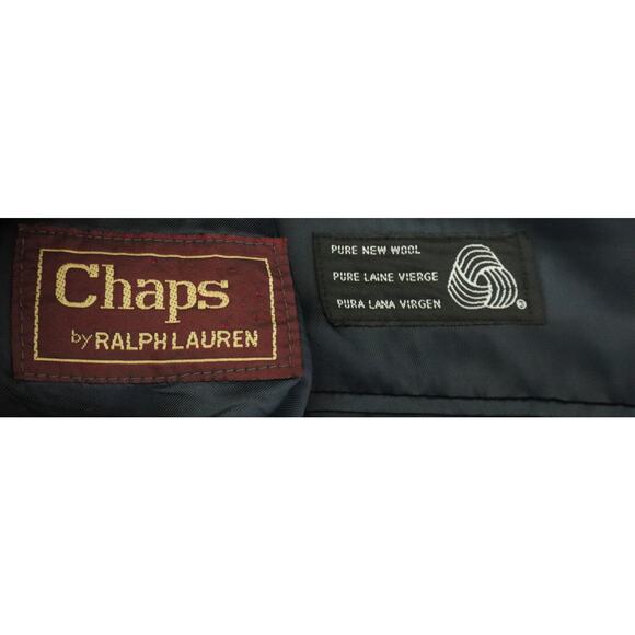 Vintage Chaps Ralph Lauren Blue Herringbone WOOL Blazer Men 44T Elbow Patch Long - Picture 7 of 8